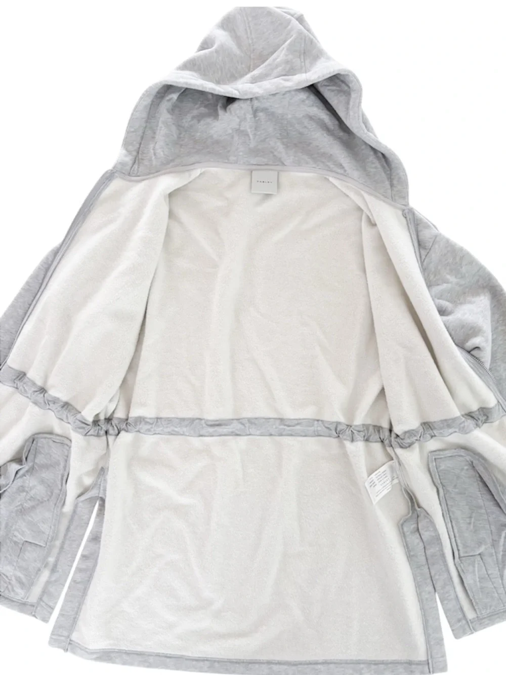 Varley Victoria Light Gray Zip-Up Hoodie with Drawstring Waist. Size Small - Picture 9 of 14